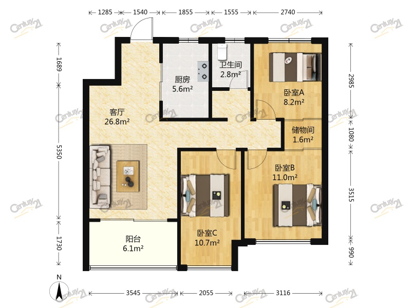 公元壹号3室2厅8987平米