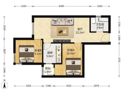 宋家庄家园 2室 1厅 67.78平米