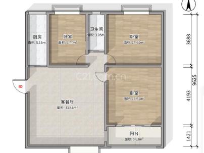 双桂小区 3室 2厅 110平米