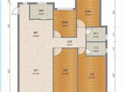 新都会 3室 3厅 121.21平米