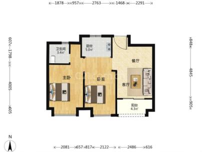 盛河云邸 2室 2厅 80平米