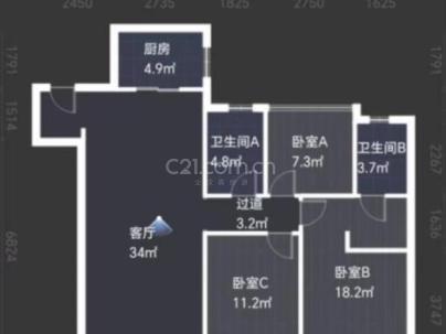 吾悦广场(澜悦府) 3室 2厅 124平米