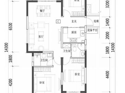 新塘东苑 3室 1厅 120平米