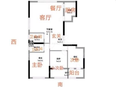 大公馆一期（新鸿花园） 3室 2厅 123平米