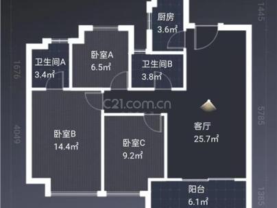 阳光城愉景嘉园 3室 2厅 95.45平米