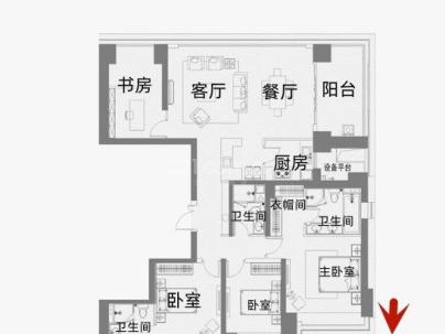 时代滨江上品揽江园 4室 2厅 182.62平米