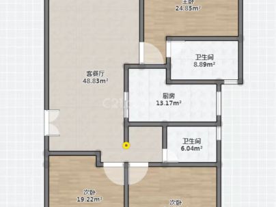 瓯江国际新城三期瓯锦苑 3室 2厅 88.79平米