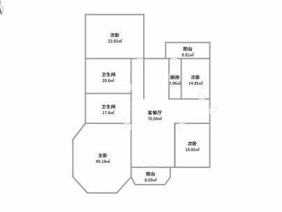 绿洲花园 4室 2厅 152平米