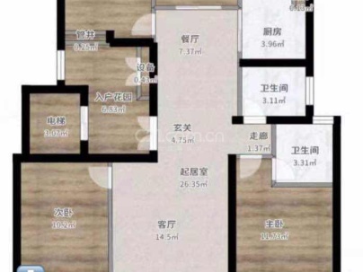 中梁香缇公馆 3室 2厅 97.98平米