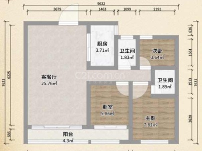 白麓城三期（温玉庭） 3室 2厅 109平米