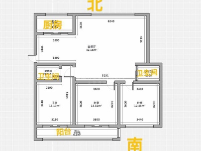 金海岸家园 3室 2厅 121平米