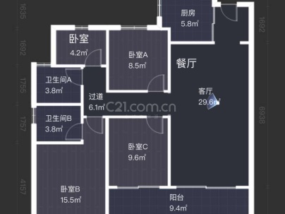 龙湖坤和天境 4室 2厅 127.17平米