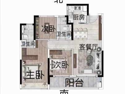 桂语江南 3室 1厅 105平米