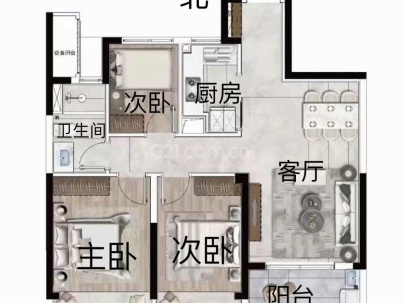 桂语江南 3室 1厅 89平米