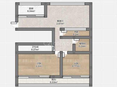 九洲大厦 3室 1厅 103平米