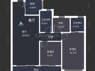 龙湖坤和天境 3室 2厅 106.65平米