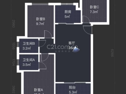 金域传奇 3室 2厅 88平米