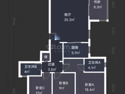 外滩江月湾 4室 2厅 138.41平米