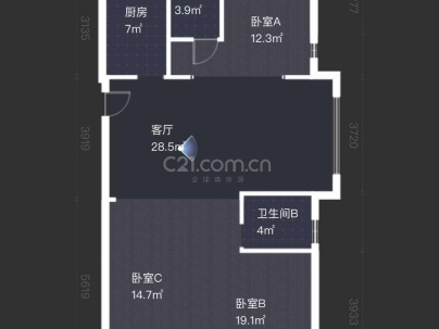 富悦江庭(上江村黄屿单元C-16地块) 3室 2厅 134平米