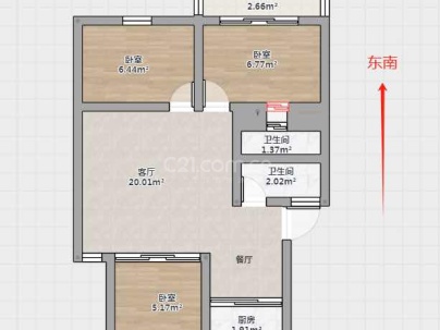 银都花苑现代 3室 2厅 135平米