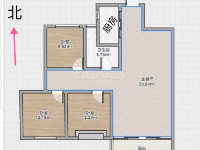 滨沁华庭（洪殿单元f-28地块） 2室 2厅 106平米