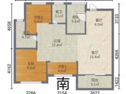 德信碧桂园玖号苑（玖珑苑） 3室 2厅 89平米