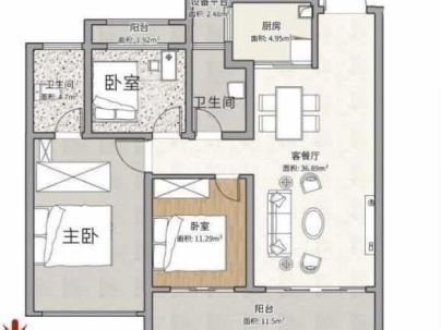 府东御峰 3室 2厅 107平米