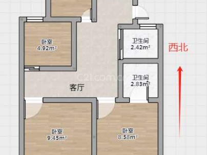 银都花苑现代 3室 1厅 135平米