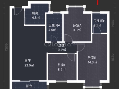 广润嘉苑 3室 1厅 103平米