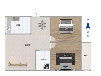 锦惠公寓 2室 2厅 86平米