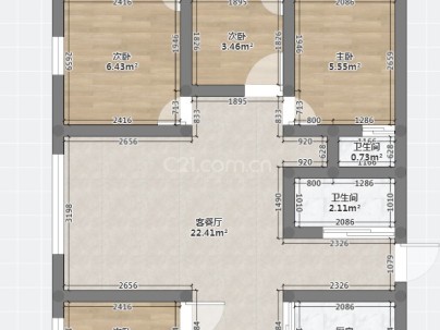 滨河花园 3室 2厅 160平米