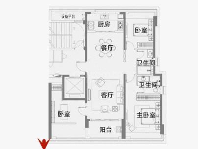 时代滨江上品揽江园 3室 2厅 130平米