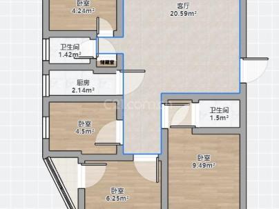 金色家园南区 4室 2厅 140平米