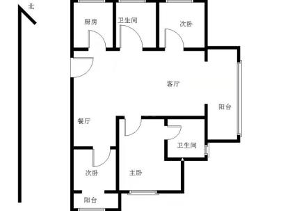 华鸿中央公园 3室 2厅 89平米