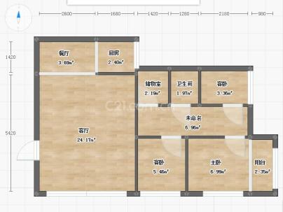 飞霞大厦（公寓） 3室 2厅 120平米