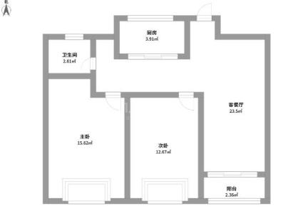 瓯恒云邸 2室 1厅 80平米