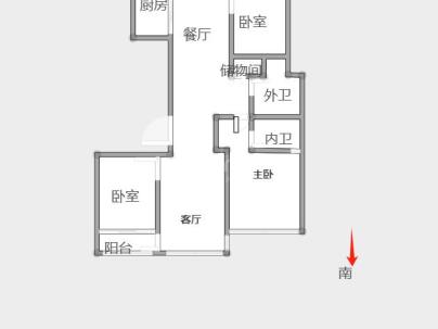 华鸿中央湖公馆 2室 2厅 126平米