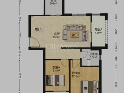 南瓯花园（南越锦园） 2室 2厅 92平米