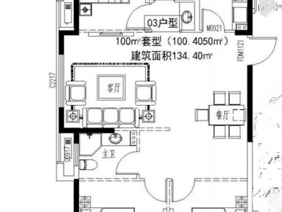 富悦江庭(上江村黄屿单元C-16地块) 3室 1厅 134平米