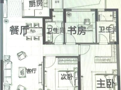 保利天悦 3室 2厅 105平米