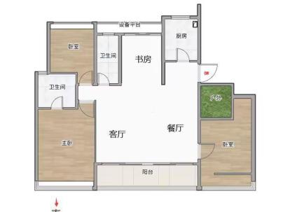 时代滨江上品揽江园 4室 2厅 139平米