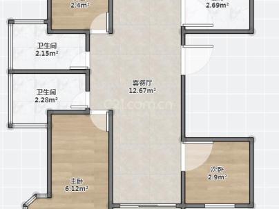 滨江首府 3室 2厅 128平米
