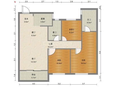 新都会 3室 2厅 93平米