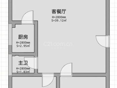 中梁外滩首府 2室 2厅 80.56平米