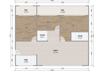 江湾锦苑 3室 2厅 110平米