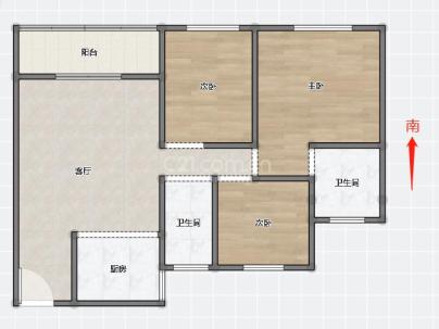 双桥小区 3室 2厅 121平米