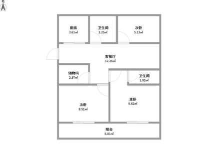 塘西锦园 3室 1厅 10平米