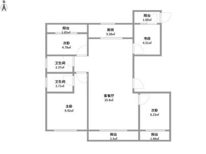 京都市府路壹号 3室 2厅 135平米