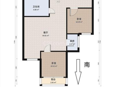 方正大厦 2室 1厅 80.76平米