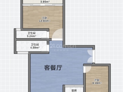 广盛嘉园 3室 1厅 108平米